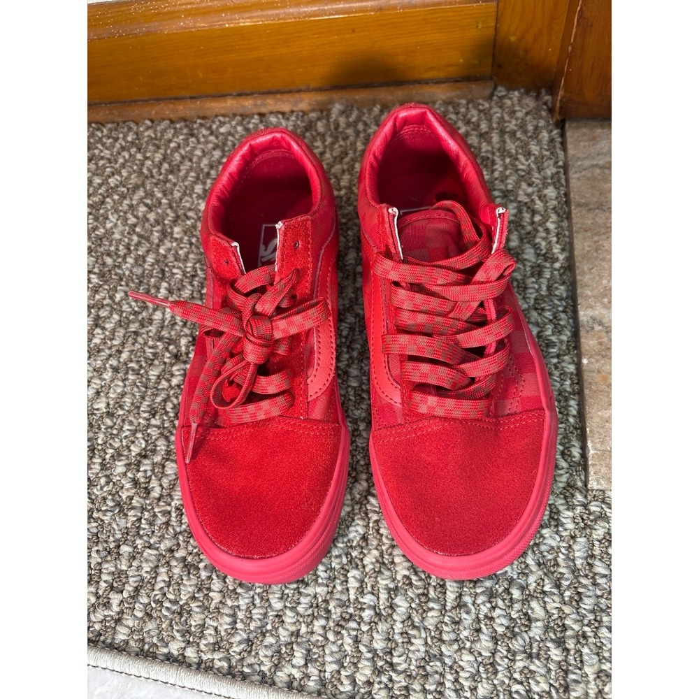 VANS Off The Wall Red Checkered Canvas Suede Unisex Shoes women's size 6